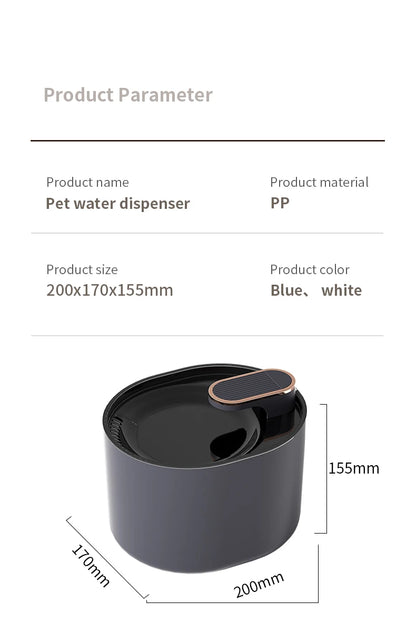 3L Cat Water Fountain with Motion Sensor Automatic Dog Water Dispenser with LED Light Ultra Silent Pet Drinking Water Fountain