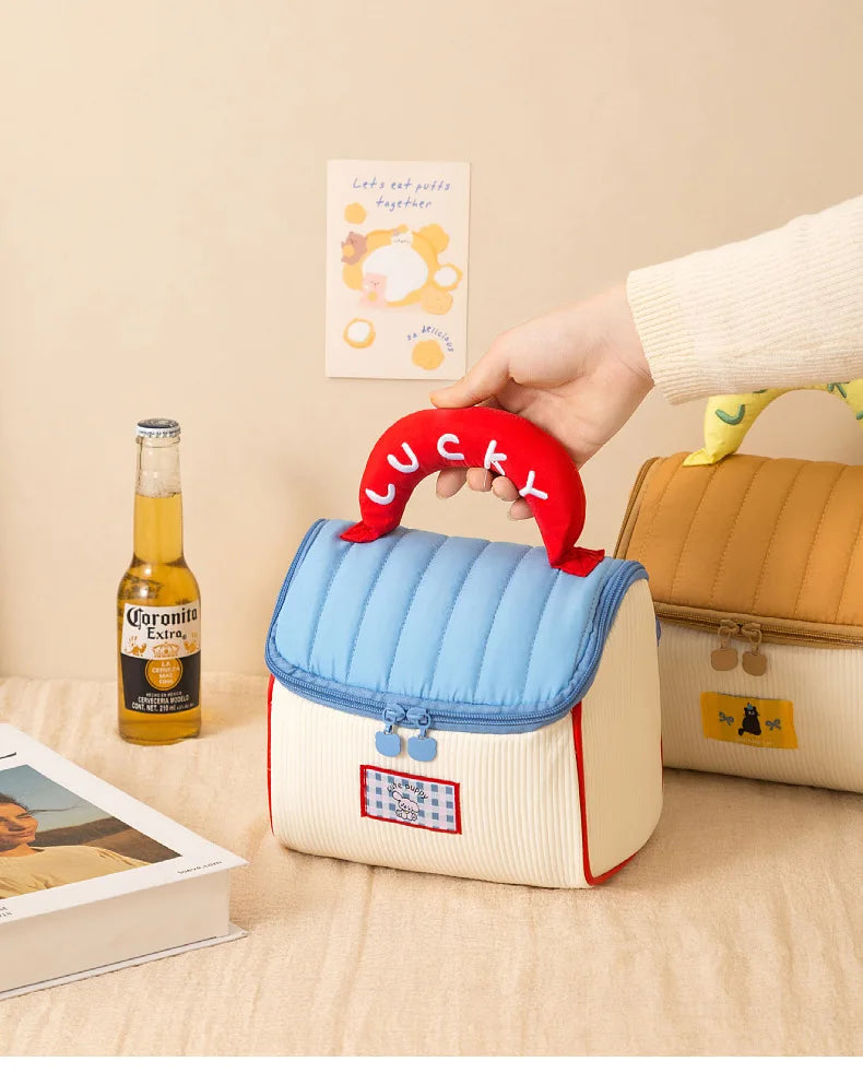 HOMEFISH Cute Cartoon Pattern Portable Travel Cosmetic Bag with Niche Design for Organization And Storage