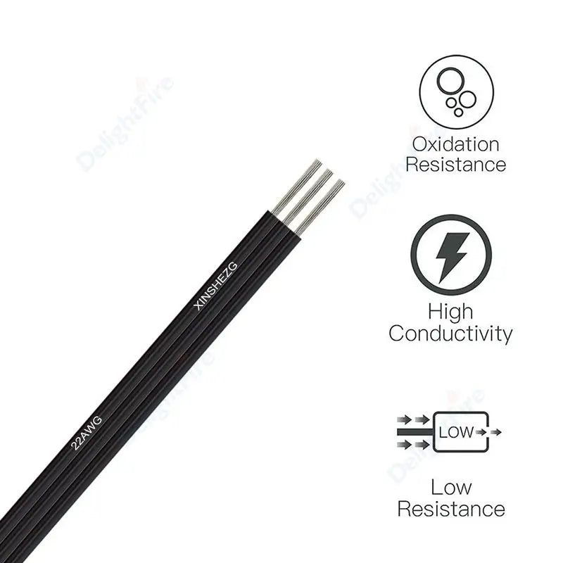 3Pin Electronic Cable Tinned Copper 18 20 22 AWG Hookup 12V Electrical Wire for WS2811 WS2812B LED Strip Lights Auto Lamp Driver