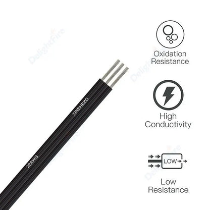 3Pin Electronic Cable Tinned Copper 18 20 22 AWG Hookup 12V Electrical Wire for WS2811 WS2812B LED Strip Lights Auto Lamp Driver