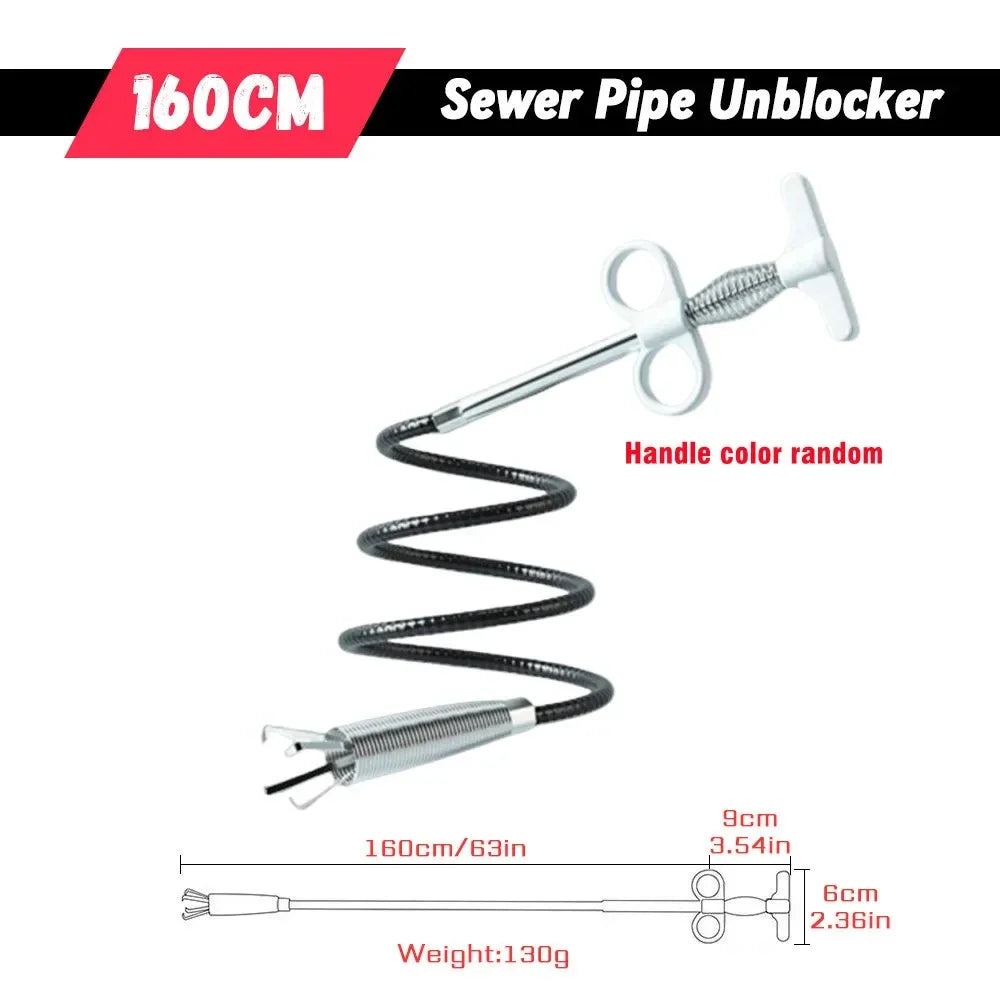 1/1.6/2/3M Spring Pipe Dredging Tools Sewer Pipe Unblocker Drain Snake Hose Drain Cleaner Sticks Clog Remover Cleaning Household