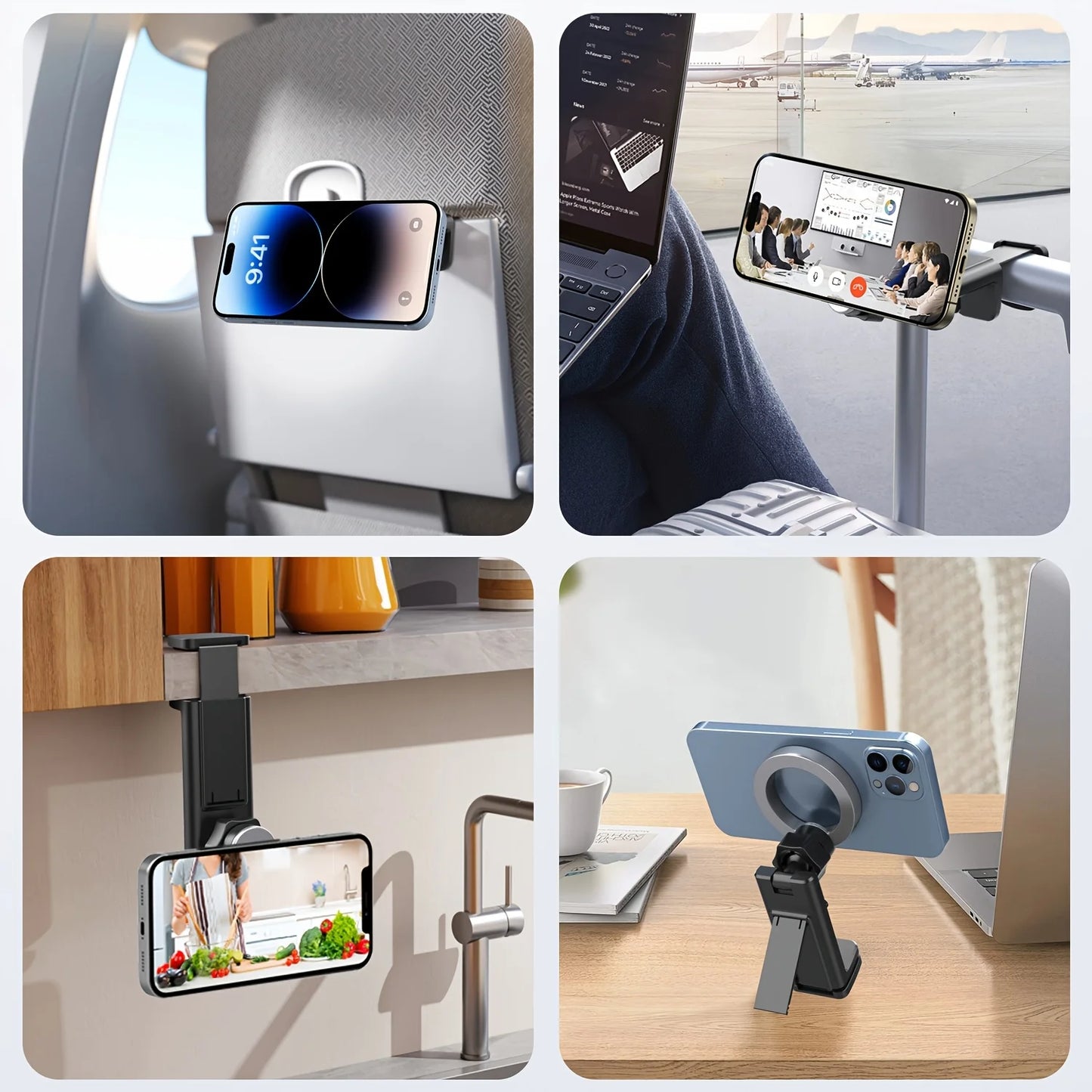 Magnetic Ring Phone Holder Mount 360° Adjustable - 17mm Ball Head Compatible iPhone 17-12 for Car Vent Dashboard Windshield