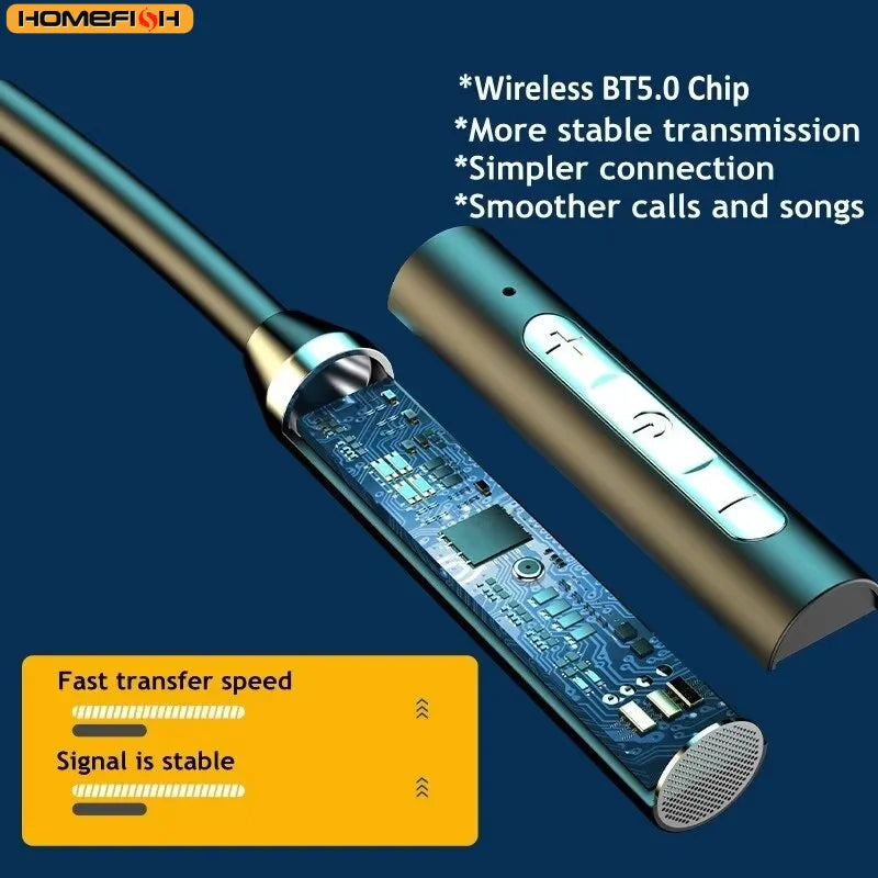 9D Bluetooth Earphones Wireless Headphones Magnetic Sport Neckband Neck-hanging TWS Earbuds Wireless Blutooth Headset with Mic