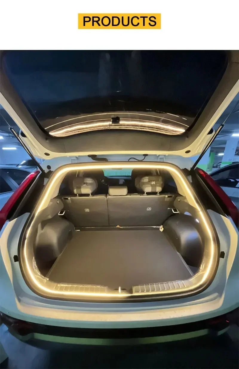 Car High Brightness Trunk Lighting Ambient Light Interior Decoration LED Wiring Free Automatic Sensing Tailgate 2/4M Light Strip