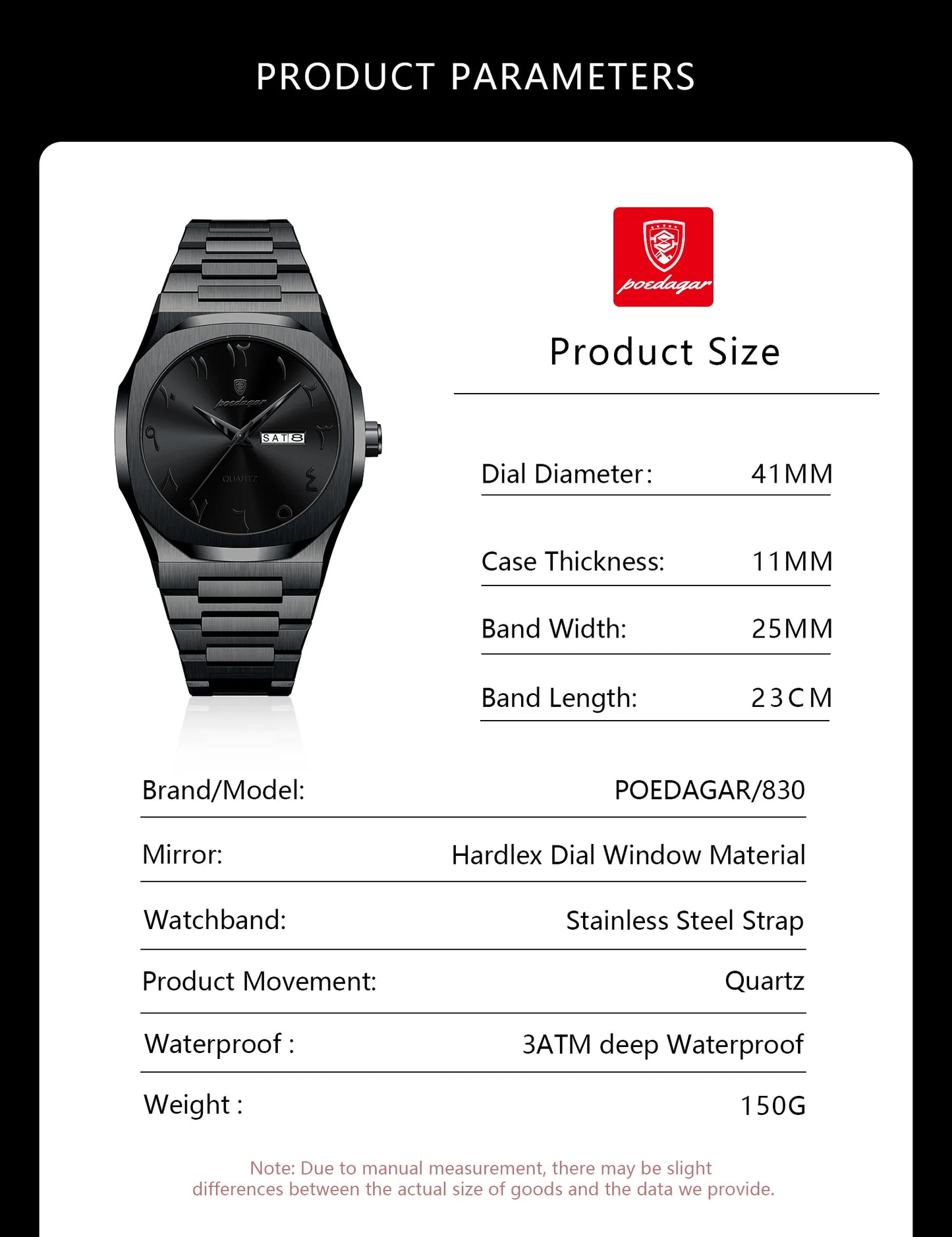 POEDAGAR Original Luxury Men's Watch Waterproof Week Date Fashion Men Wristwatch Quartz Stainless Steel Man Watches Reloj Hombre