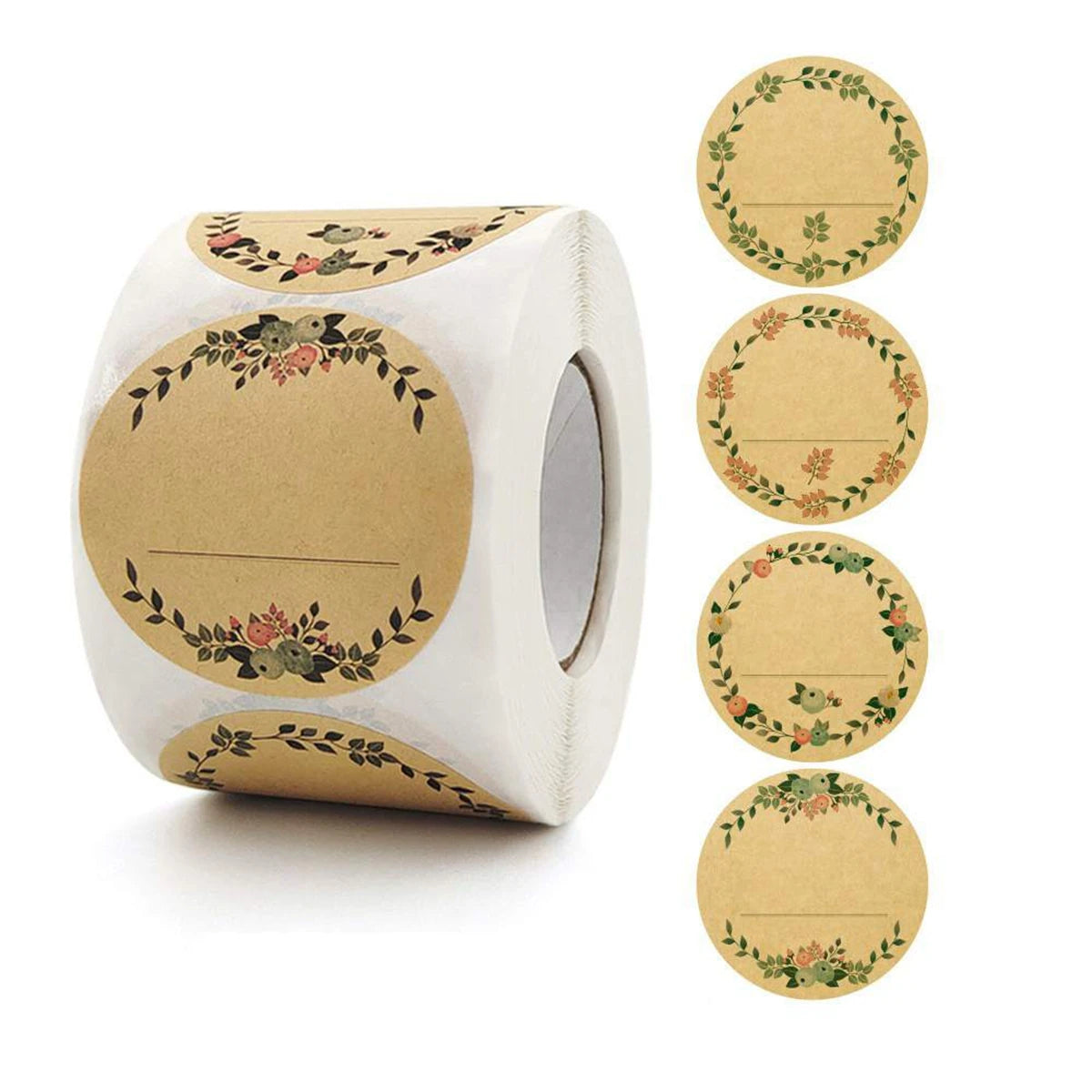 500pcs Round Floral Thank You Stickers Canning Labels for Food Containers Jars,Gift Baking Packing Decor,Can write