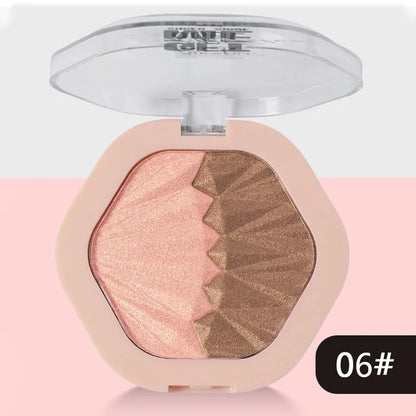 2-Color Blush Palette 2 in 1 Contouring Cream Face Cheek Blush Cream Makeup Sparkle Highlight Multicolor Makeup Blush