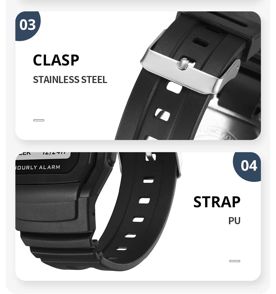 SYNOKE Digital Watch Student Electronic Outdoor Sports Boy Luminous Waterproof MultiFunction Watch Retro Square Watch