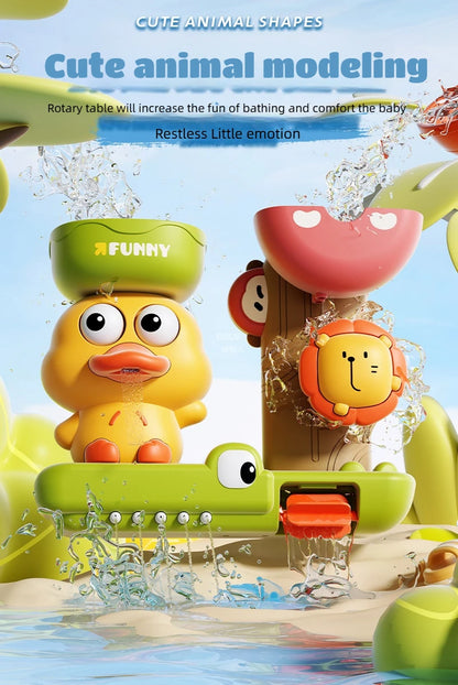 Duck/Flower Shape Baby Bath Toy Play Water in Lion Waterwheel Children Fun in Shower Bathtub with Suction Cup in Kid Gift