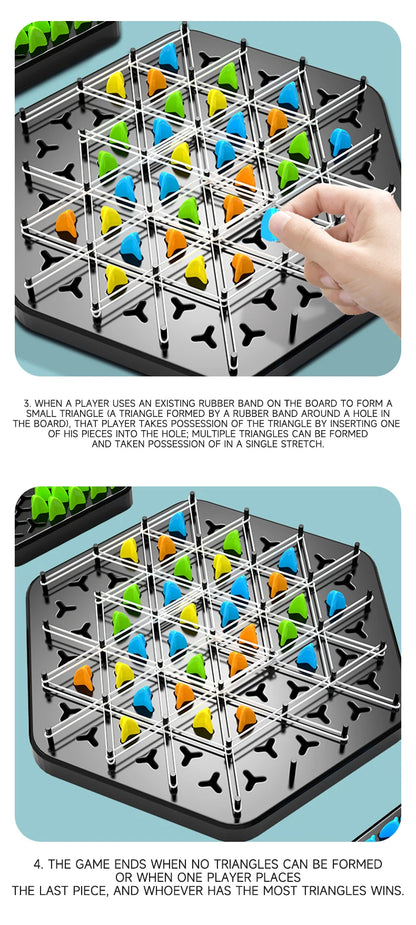 Chain Triangle Chess Triggle Rubber Band Game Toy Board Game competitive Battle Set for kids friends parent-child interaction
