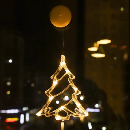 Christmas LED Light Snowflake Santa Hanging Battery-operated Window Ornaments Decoration for Home Xmas Navidad New Year Decor