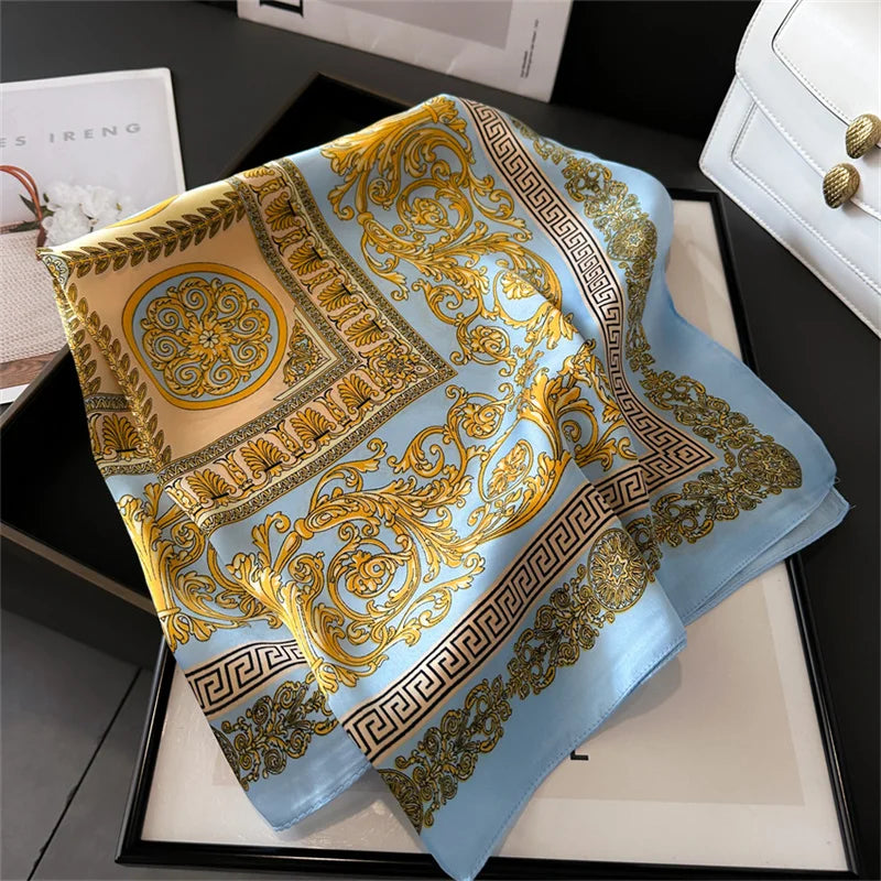 2025 New Fashion Luxury Printed Square Shawl Women 70x70cm Pashmina Silk Scarf Neck Headband Bandana