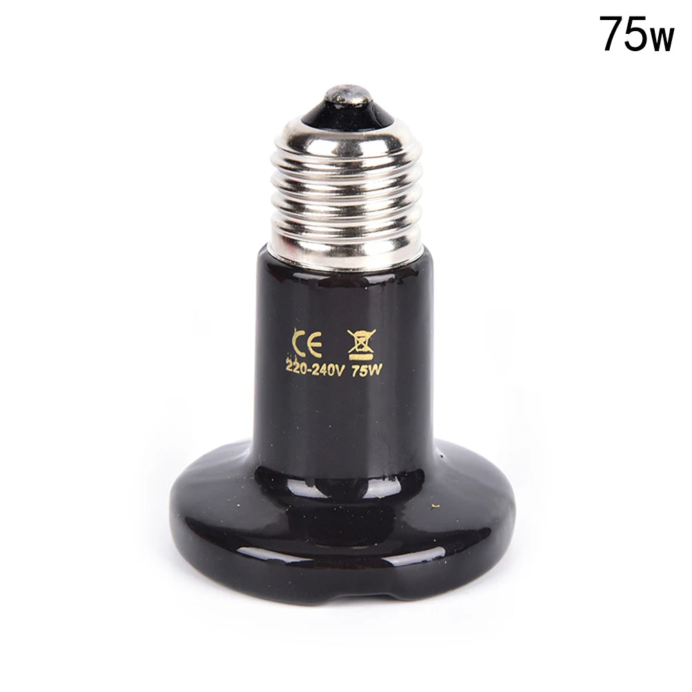 50/75/100W Reptile Heat Lamp Black Infrared Ceramic Emitter Heat Light Bulb Pet Brooder Touch Lamp For Chameleon Cage Snake Tank