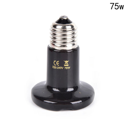 50/75/100W Reptile Heat Lamp Black Infrared Ceramic Emitter Heat Light Bulb Pet Brooder Touch Lamp For Chameleon Cage Snake Tank