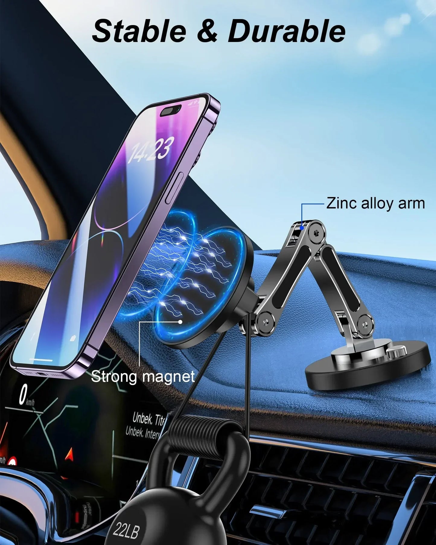 Foldable Universal Car Magnetic Holder Dashborad Alloy Magnetic Car Mount Smartphone Mobile Bracket For iPhone15 Samsung Xiaomi
