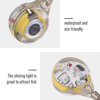 10Pcs Fishing Lure Light Mini Eye Shape Underwater Night Light Lure Battery Powered Lighted Flasher Bait for Seawater Freshwater