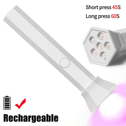 YIKOOLIN Handheld UV Light for Gel Nails  Mini UV Light for Gel Nails Cordless Rechargeable Mini Nail Lamp for Fast Curing Gel