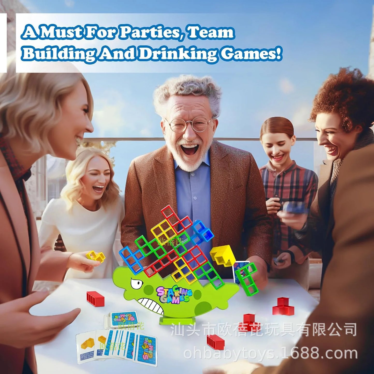 Stacking Game Dinosaur building blocks party game toy Stacked High Tetris Block Desktop Balance Block Stacked Puzzle Board Game