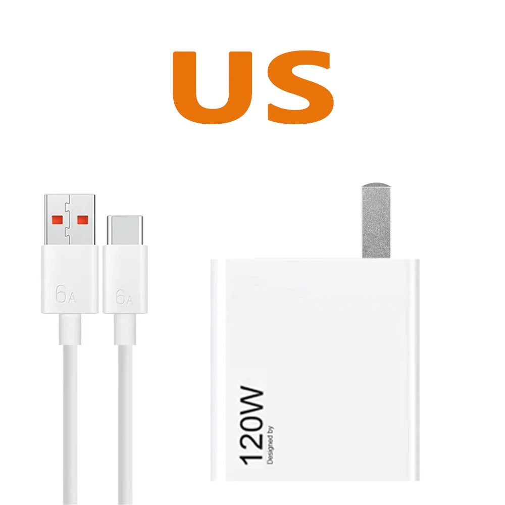 120W Super Fast Charger Turbo Hyper Charge Adapter for Mi 15/14/13/11T Ultra Pro Redmi 12C Note 11-14 POCO F6/F7/X7 Pro