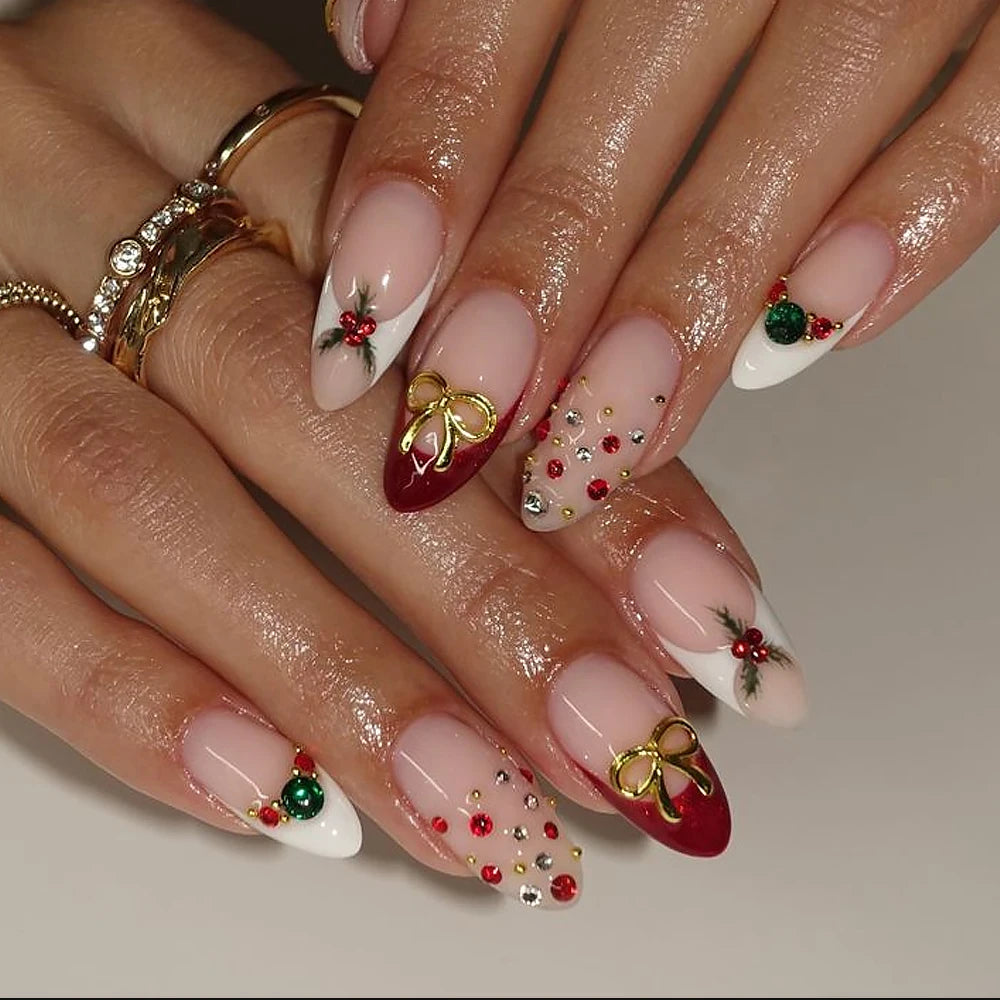 12Grids Mixed Mini Christmas Gems Nail Charms 2mm Luxury Crystal Nail Glitter Rhinestone Red/Green Flatback Christmas Nail Parts
