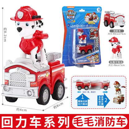 4PCS/SET Genuine Paw Patrol Vehicle Chase Skye Marshall Rubble Pull Back Cars Playset Action Figure Children Toys Birthday Gifts