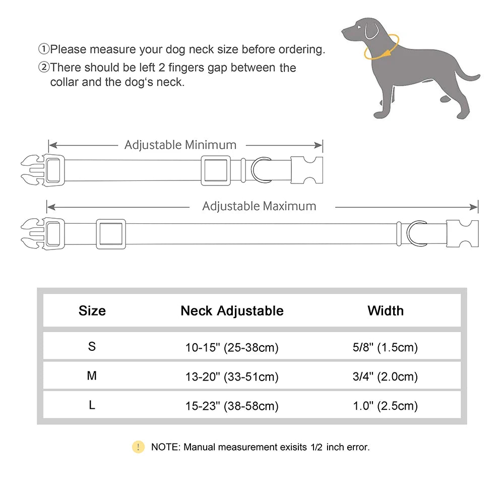 Personalized Dog Collar Waterproof Nylon Dog Collars Soft Padded Pet Necklace Free Engraved for Small Medium Large Dogs Pitbull
