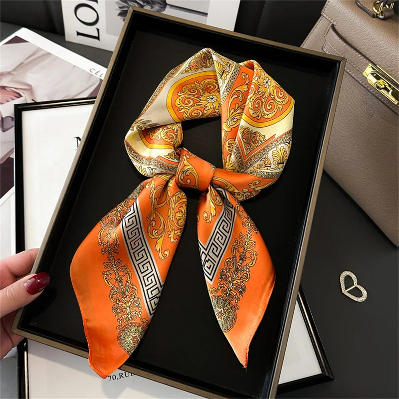 2025 New Fashion Luxury Printed Square Shawl Women 70x70cm Pashmina Silk Scarf Neck Headband Bandana
