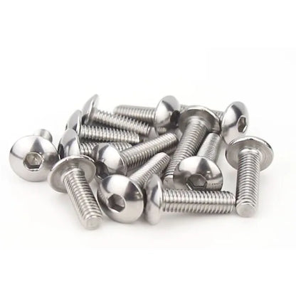20pcs Stainless Steel Big Flat Round Head Inner Hexagon Screw Bolt M6 6mm M5 5mm for Motorcycle Scooter ATV Moped Plastic Cover