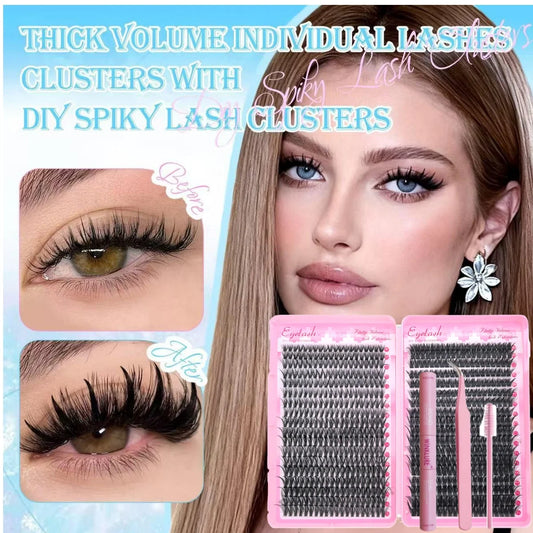 WINKLURE 720/200pcs Eyelash Extension Kit Fluffy Cluster Lash Kit with Lash Bond and Seal Lash Tweezers Thick Lash Clusters