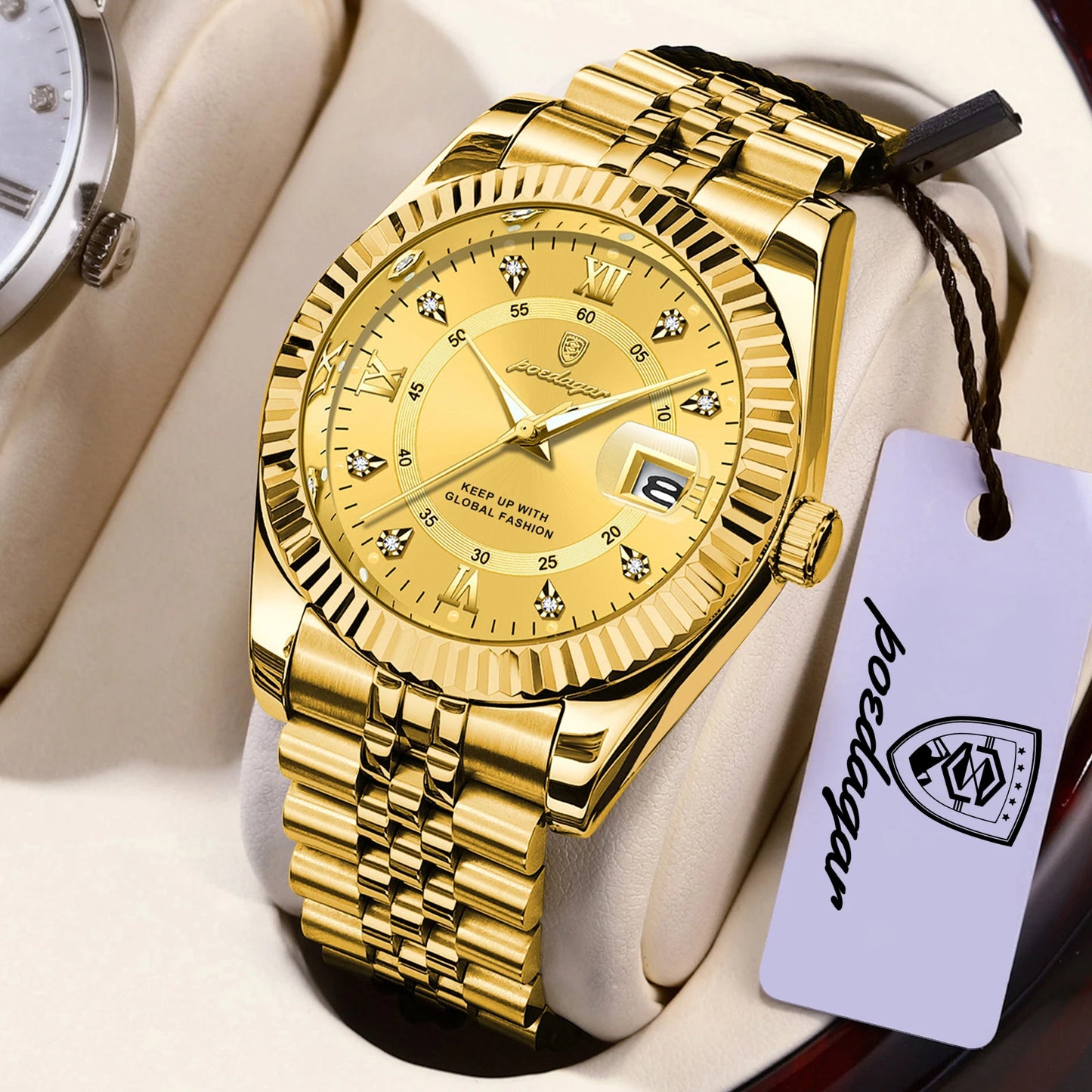 POEDAGAR Original Men Wristwatch Waterproof Luminous Date Business Man Clock Stainless Steel Quartz Military Men's Watches Reloj
