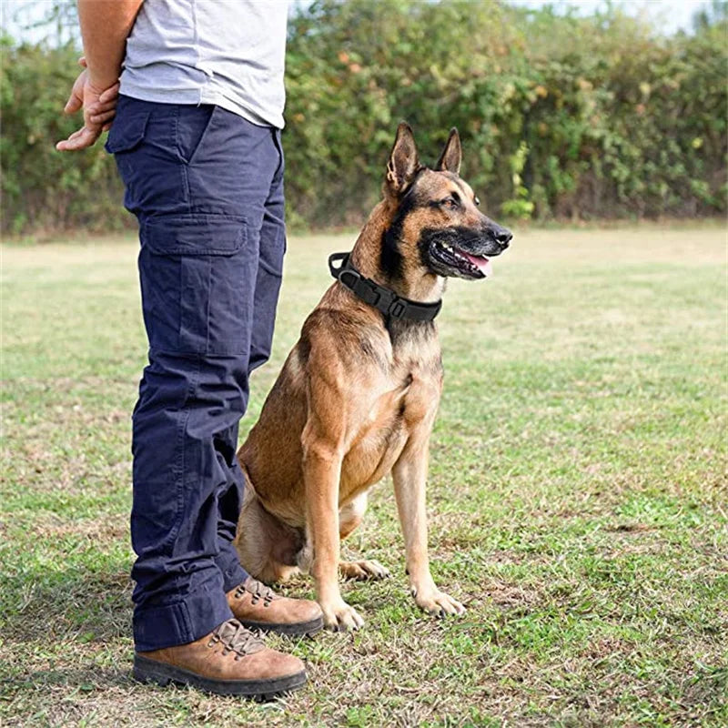 Durable Tactical Dog Collar and Leash Adjustable Military Pet Collar Leash Medium Large Dog German Shepherd Training Accessories