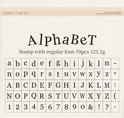 Journal GO 70pcs/set Wooden Rubber Alphabet Letter Number Stamp Set for Card Collage Junk Journal Scrapbooking DIY Standard Seal