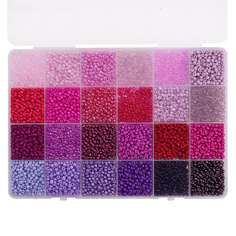 24 Grid 3mm Premium Glass Rice Beads Set 5200pcs Tiny Seed Beads Box Kit for Bracelet Necklaces Jewelry Making DIY Craft Beading