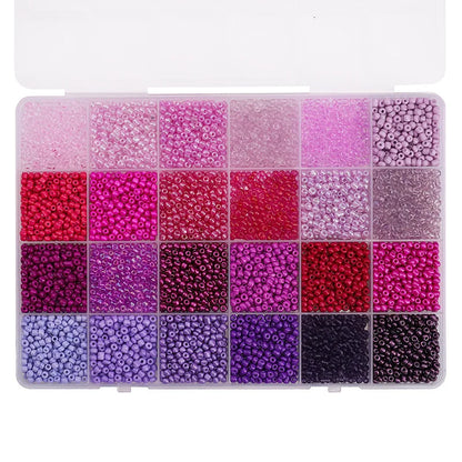 24 Grid 3mm Premium Glass Rice Beads Set 5200pcs Tiny Seed Beads Box Kit for Bracelet Necklaces Jewelry Making DIY Craft Beading