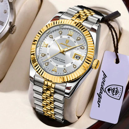 POEDAGAR Original Men Wristwatch Waterproof Luminous Date Business Man Clock Stainless Steel Quartz Military Men's Watches Reloj