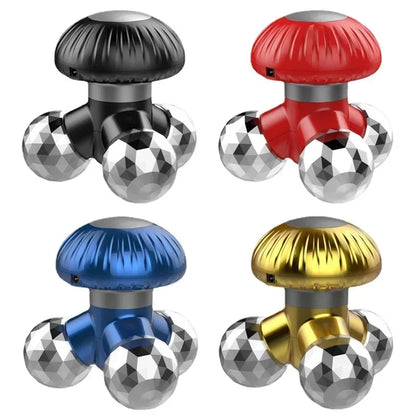 New 4 in1 Handheld Vibrating Massager with 3 Kneading Massage Heads for Self Massage Relaxation or Muscle Tension Mini Massager