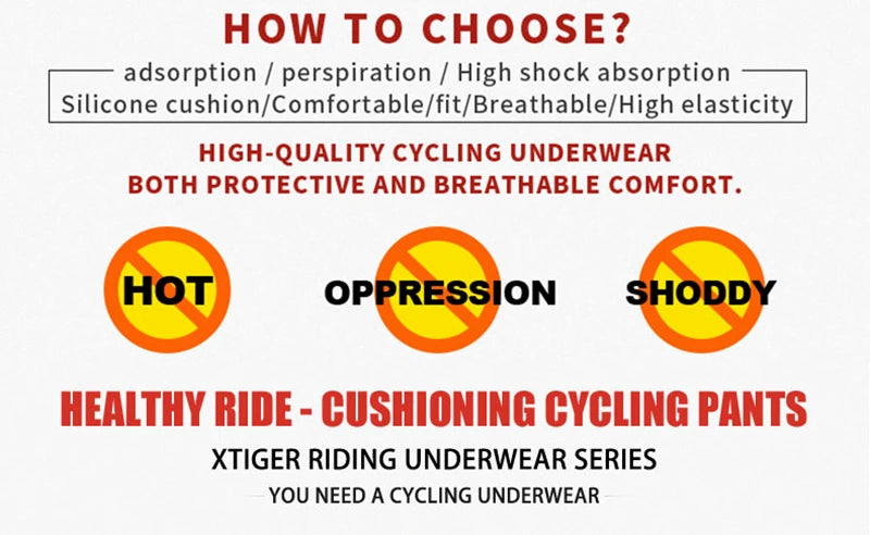 X-TIGER Cycling Shorts Breathable Mesh Cycling Underwear Gel Pad Shockproof MTB Bike Shorts Bicycle Underwear