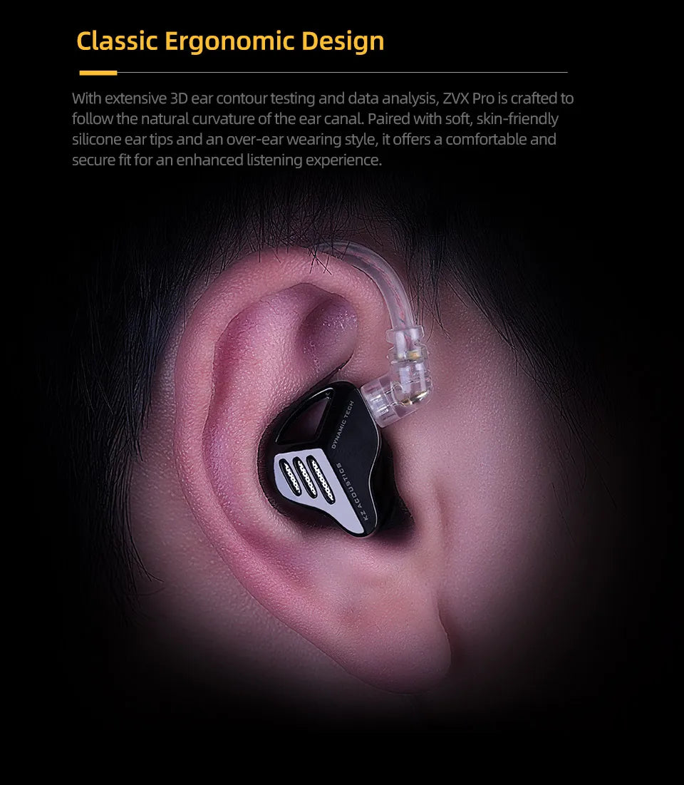 KZ ZVX PRO Dynamic In Ear Earphones HIFI Bass Earbuds Metal Monitor Headphones Sport Noise Cancelling Music Headsets