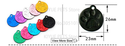 Personalized Random Mix 20pcs Aluminum Pet Dog Tag Nameplate Pedant For Cat Collar Ring Anti-Lost Accessories