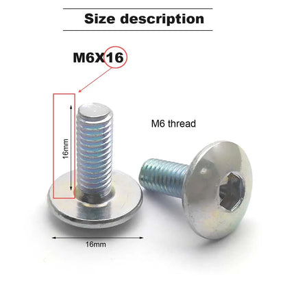 10pcs Big Flat Round Head Inner Hexagon Screw Bolt M6 6mm for Motorcycle Scooter ATV Moped Plastic Cover