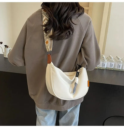 2024 New Fashion Crossbody Bag Simple Wide Shoulder Strap Design Single Shoulder Bag Original Style Commuting Dumpling Women Bag