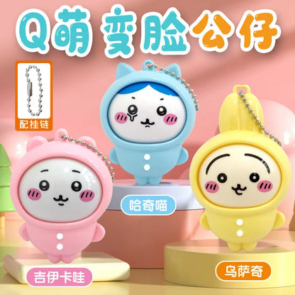 Chiikawa Anime Face Changing Toy – Press To Transform Expression Keychain Figure Hachiware Usagi Kawaii Gift Collectible Toy