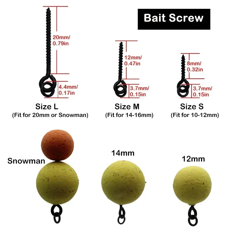 Carp Bait Screws With Ring Mirco Swivel Carp Bait For Carp Ronnie Rig Zig Chod Boilies Screws Carp Hiar Rig Terminal Tackle