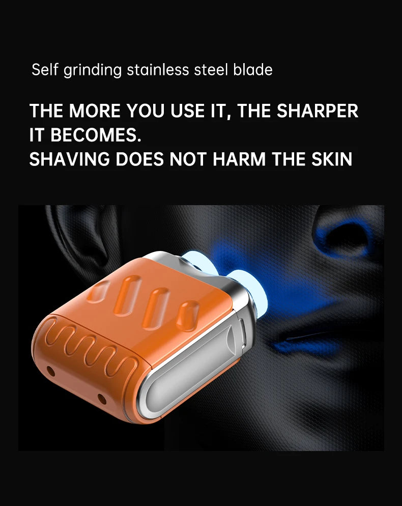 Men Mini Electric Shaver Dual Head Waterproof Type-C Rechargeable Shaver Travel Rotary Razor Portable Hair Beard Trimmer Tool