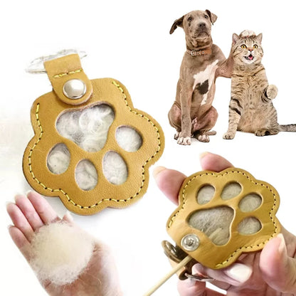 PU Leather Pet Hair Storage Bag Multi-Functional Portable Keychain Pet Memorial Keychain Keepsake Hair Storage for Pet Lovers