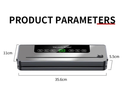 Electric Vacuum Sealer Food Storage Seal Touch Button Dry/Wet Built-in Cutter Kitchen Food Sealing Vacuum Packaging Machine