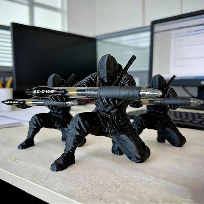 Desktop Art 3D Printed Ninja Pen Holder Unique Figurine Stationery Organizer Pencil Figurines Desk Decor Craft For Pen Storage