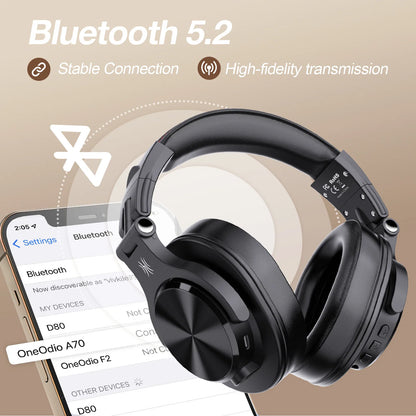 Oneodio Fusion A70 Bluetooth Headphones Hi-Res Audio Over Ear Wireless Headset Professional Studio Monitor DJ HiFi Headphones