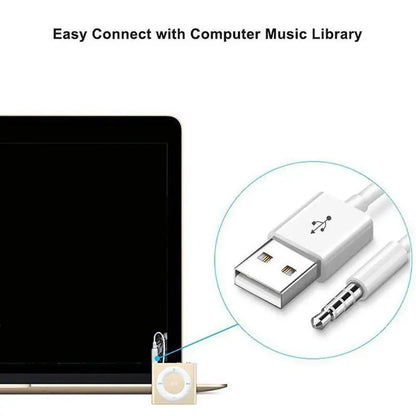 Charger Data USB 3.5mm Sync Audio Cable For IPod Shuffle 3rd 4th Gen Accessory Earphone Charging 15cm