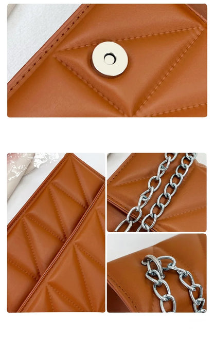 Women's fashion crossbody bag diamond check chain small square bag shoulder bag